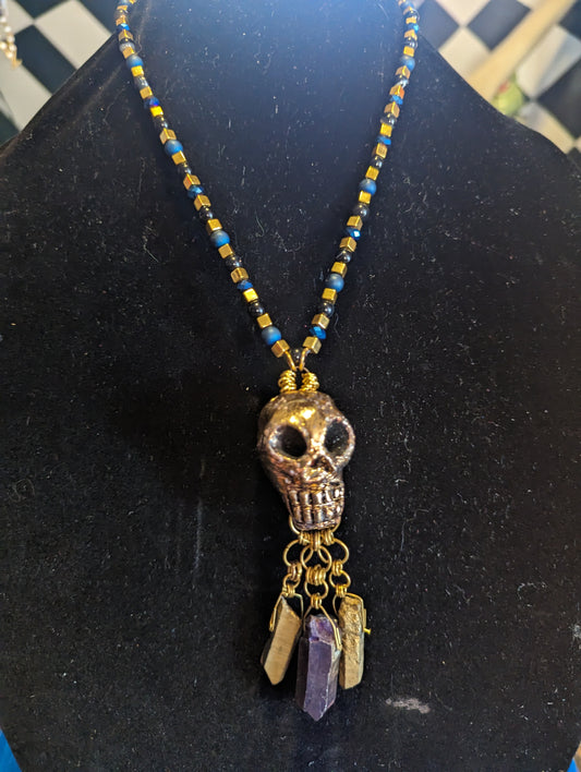 Skull w/Crystals pendant necklace